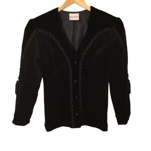 Vintage Frank Usher Black Velvet 80s Jacket/Blazer W/braid and Tassel accents